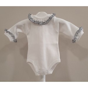 Babidu Babidu Romper met Broderie Kraagje Wit/Donkerblauw
