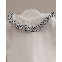 Babidu Babidu Romper met Broderie Kraagje Wit/Donkerblauw