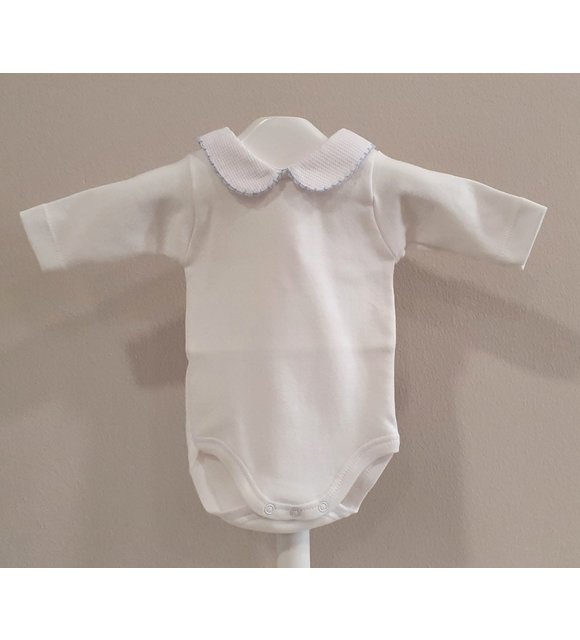 Babidu Babidu Romper met Kraagje Wit/Blauw