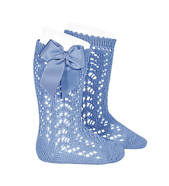 Condor Open kniekousen met strik blauw