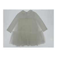 Monnalisa Monnalisa Tulle Jurk met Bloemetjes Offwhite