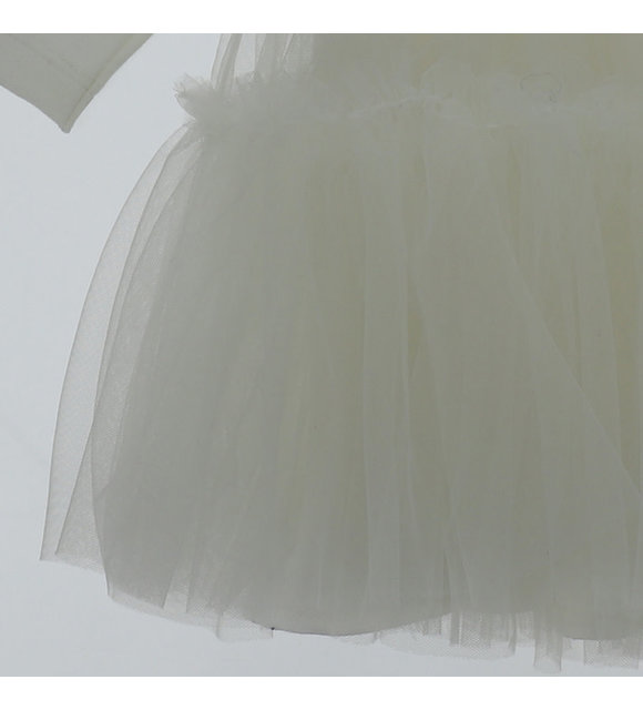Monnalisa Monnalisa Tulle Jurk met Bloemetjes Offwhite