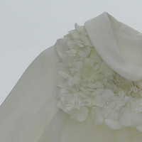 Monnalisa Monnalisa Tulle Jurk met Bloemetjes Offwhite