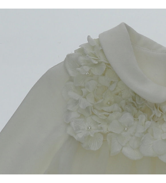 Monnalisa Monnalisa Tulle Jurk met Bloemetjes Offwhite