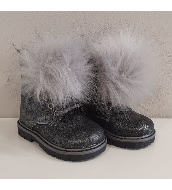 Babywalker Babywalker Hoge Schoenen met PomPom Donkergrijs