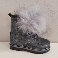 Babywalker Babywalker Hoge Schoenen met PomPom Donkergrijs