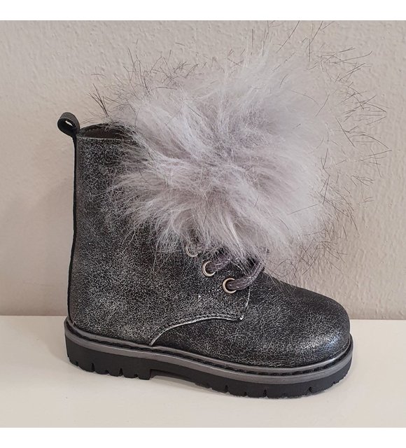 Babywalker Babywalker Hoge Schoenen met PomPom Donkergrijs