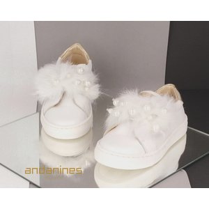 Andanines Andanines Sneakers met Parels Wit
