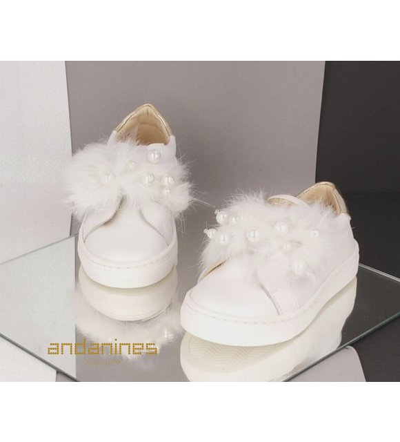 Andanines Andanines Sneakers met Parels Wit Andanines Andanines Sneakers met Parels Wit
