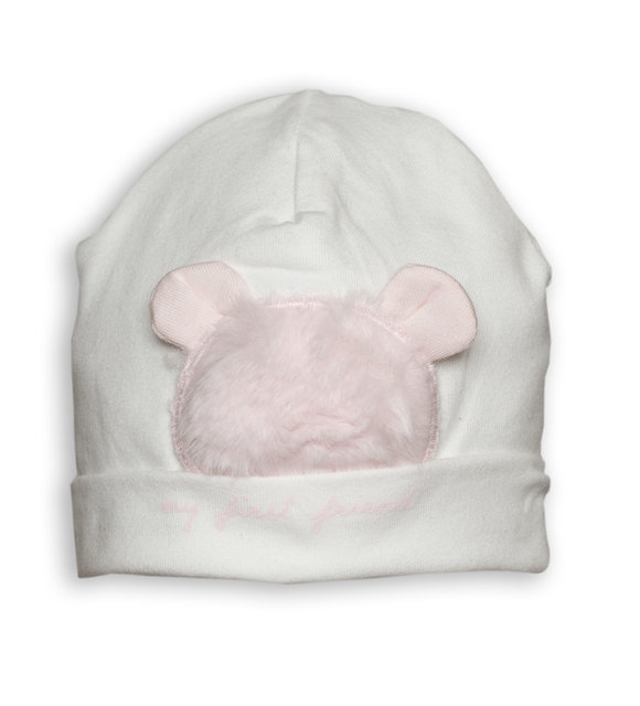 First Babymutsje met fluffy beertje