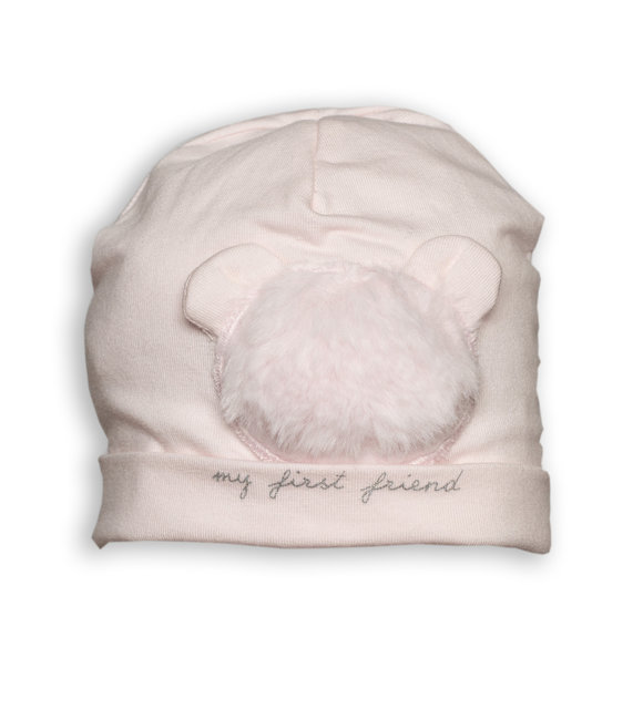First Babymutsje met fluffy beertje
