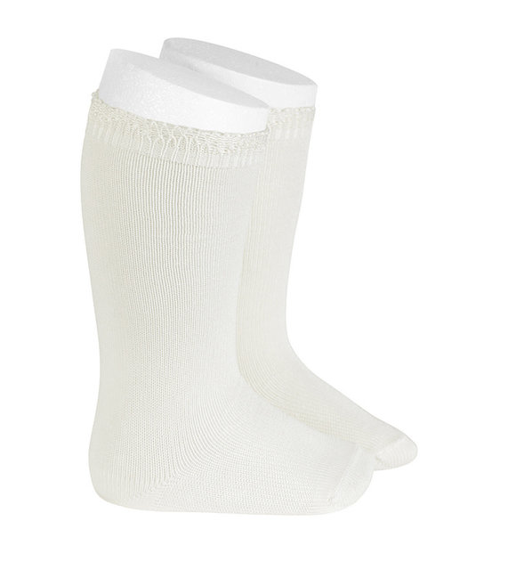Condor Kniekousen met opengewerkt boordje offwhite