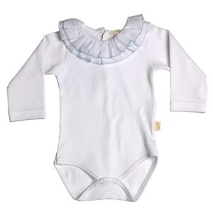 Baby Gi Romper met kraagje wit/licht blauw