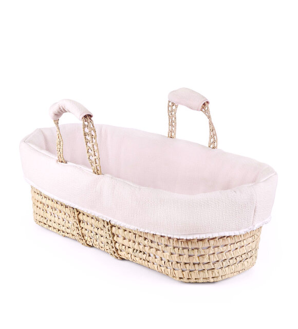 Théophile & Patachou Rieten reiswieg + Aankleding gewafeld roze