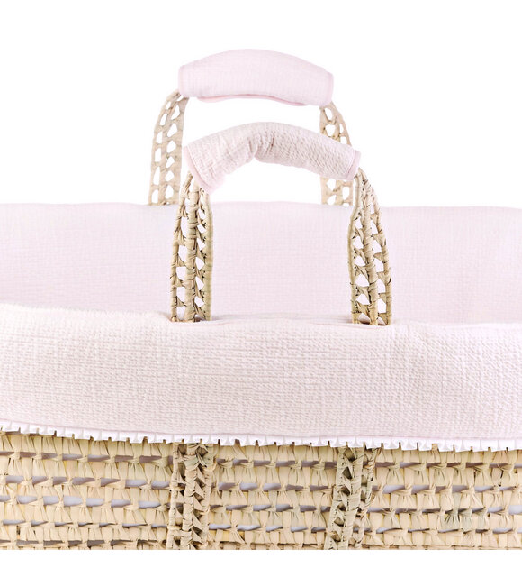 Théophile & Patachou Rieten reiswieg + Aankleding gewafeld roze