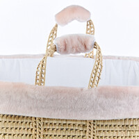 Théophile & Patachou Rieten reiswieg + Aankleding bont  beige