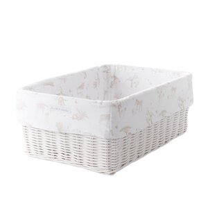 Théophile & Patachou Witte Rieten mandje + Gedrukte bekleding