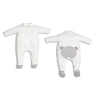 First First Glitter Teddy on back Babypakje Wit/Zilver