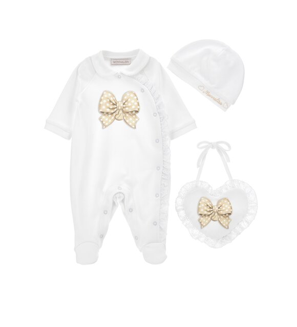 Monnalisa Babypakje met slabber en muts