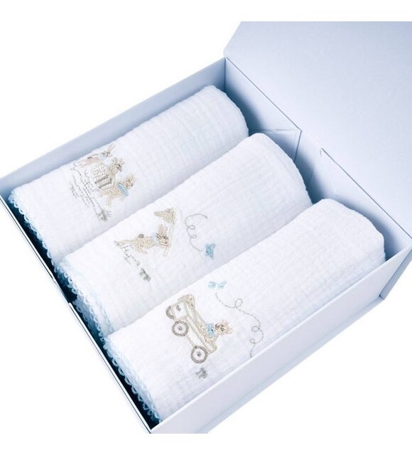 Théophile & Patachou 3 geborduurde tetra doek BP 60x60 + doos