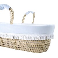 Théophile & Patachou Rieten reiswieg + Aankleding blauw / gewafeld wit