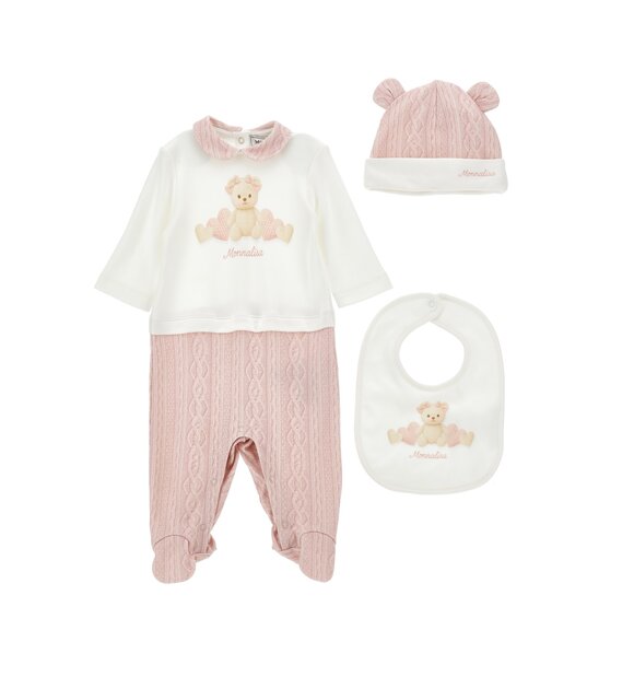 Monnalisa Babypakje met slabber en muts
