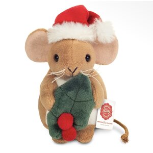 Teddy Hermann Kerstmuis met hulstblad