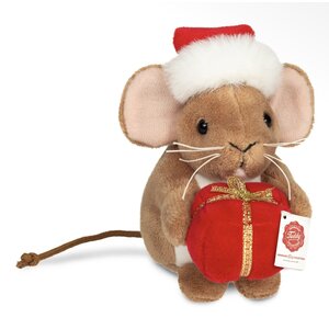 Teddy Hermann Kerstmuis met cadeautje