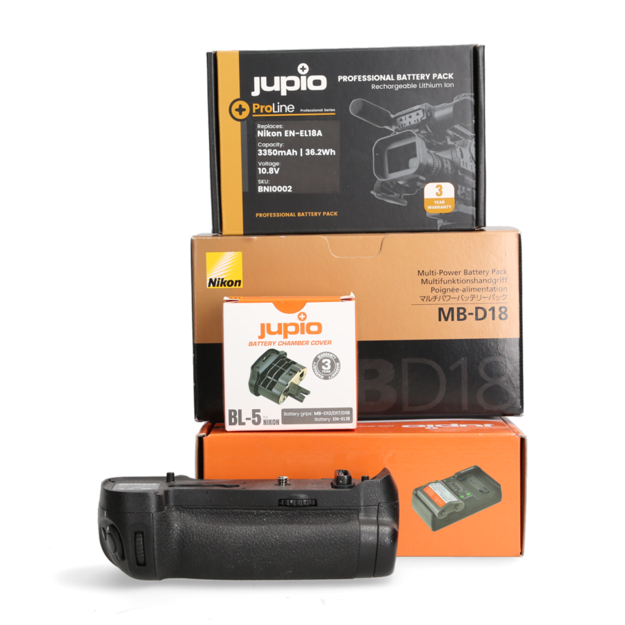 Nikon MB-D18 Booster kit (Jupio lader + accu)