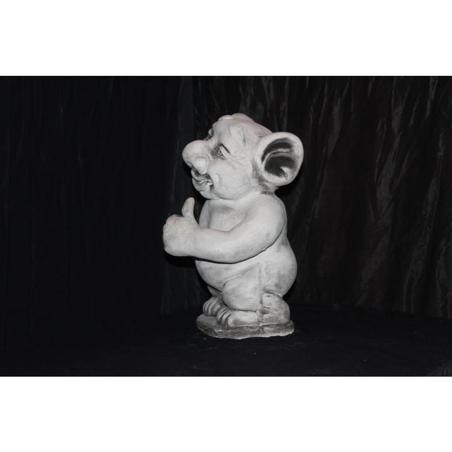 Ludiek betonnen trolbeeldje met opgestoken duim – vrolijk cadeautje of tuindecoratie-4