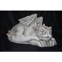 thumb-Betonnen beeld van een slapende draak – decoratief cadeautje voor tuin of vensterbank-1