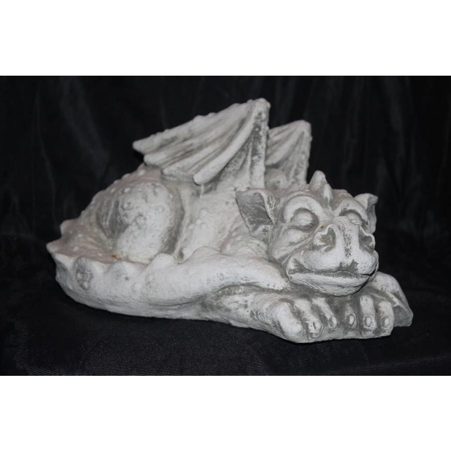 Betonnen beeld van een slapende draak – decoratief cadeautje voor tuin of vensterbank-1