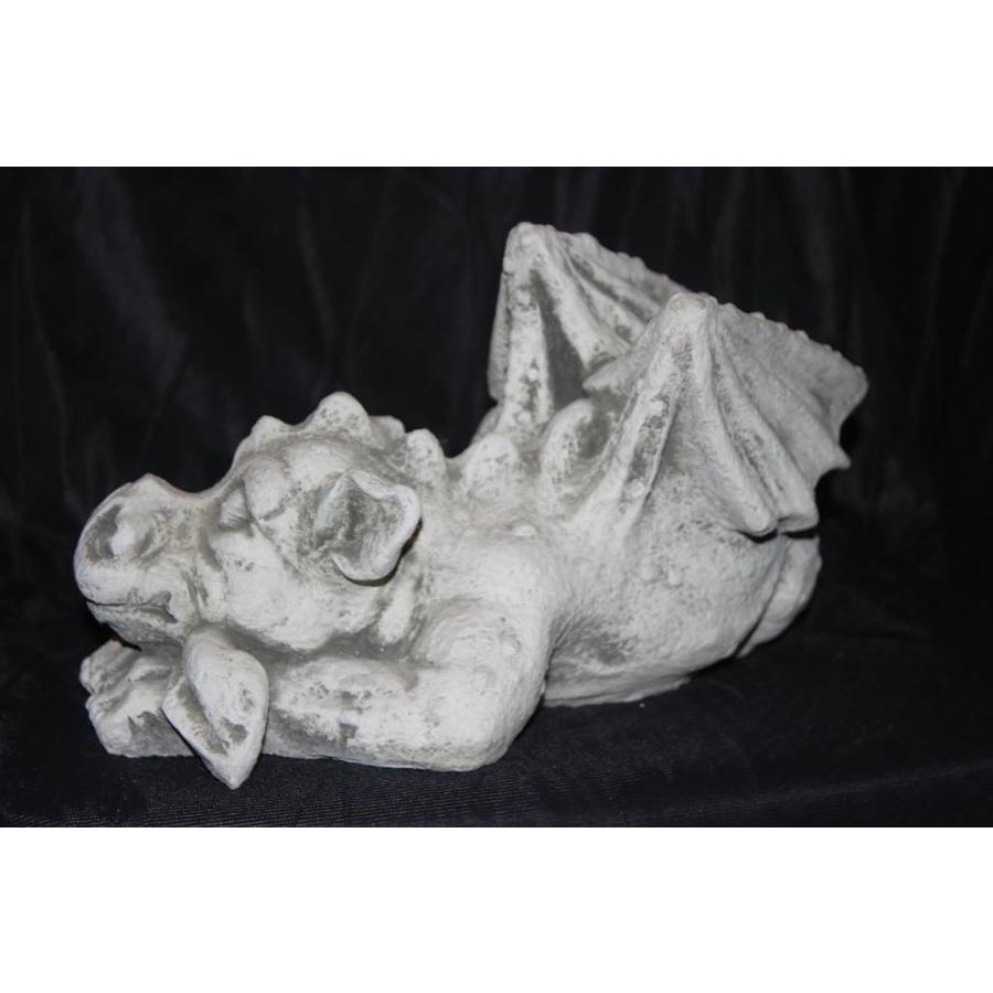 Betonnen beeld van een slapende draak – decoratief cadeautje voor tuin of vensterbank-2