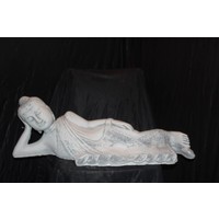thumb-Betonnen beeld van liggende Boeddha Shiva – Tuinbeeld voor vijver of terras-1