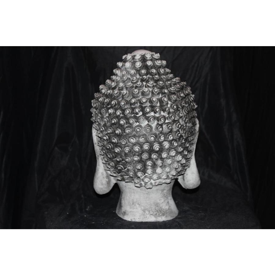 Betonnen beeld Boeddhahoofd van Tara – Spiritueel tuinbeeld voor vrede en moederschap-3