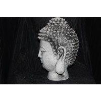 thumb-Betonnen beeld Boeddhahoofd van Tara – Spiritueel tuinbeeld voor vrede en moederschap-4