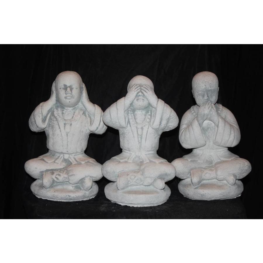 Set van 3 Boeddha monniken – horen, zien en zwijgen in beton-1