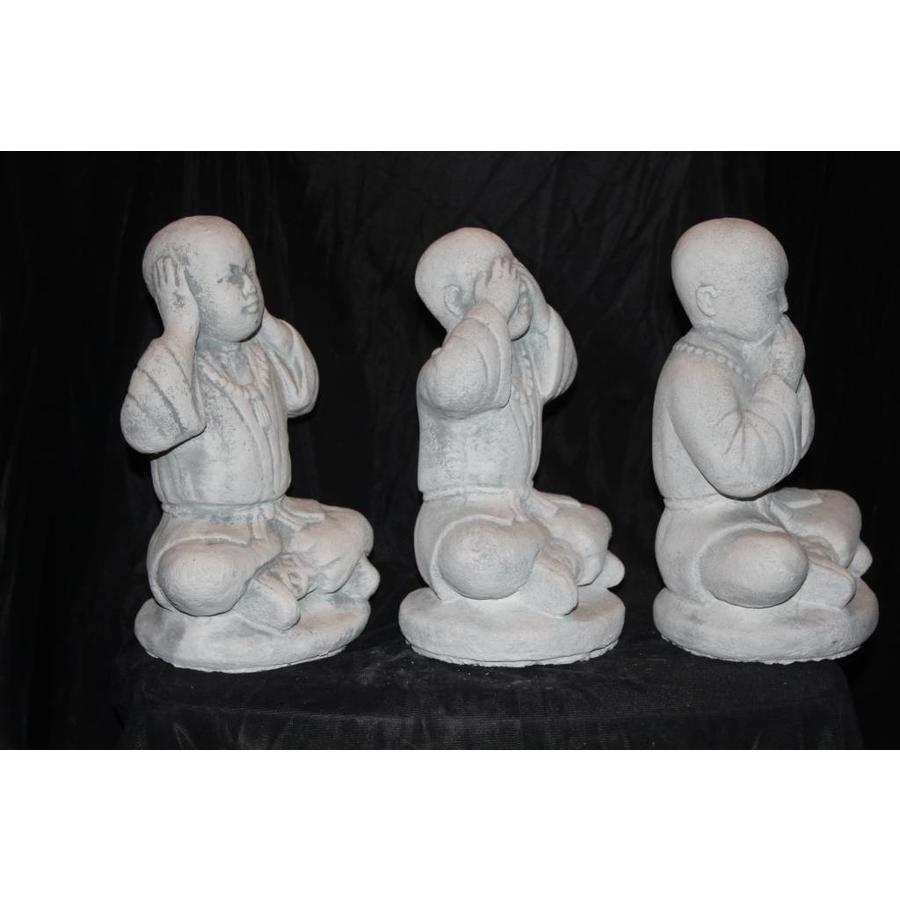 Set van 3 Boeddha monniken – horen, zien en zwijgen in beton-2