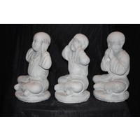 Set van 3 Boeddha monniken – horen, zien en zwijgen in beton