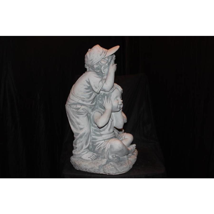 Betonnen beeld van drie kinderen – Spreekwoord “Horen, zien en zwijgen” – Decoratief voor vensterbank of tuin-2