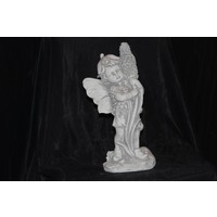 thumb-Betonnen beeld bloemen elfje met hyacint – Sprookjesachtig tuinbeeld voor binnen en buiten-1