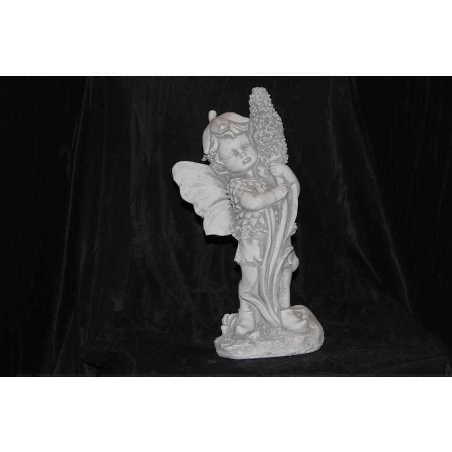 Betonnen beeld bloemen elfje met hyacint – Sprookjesachtig tuinbeeld voor binnen en buiten-1