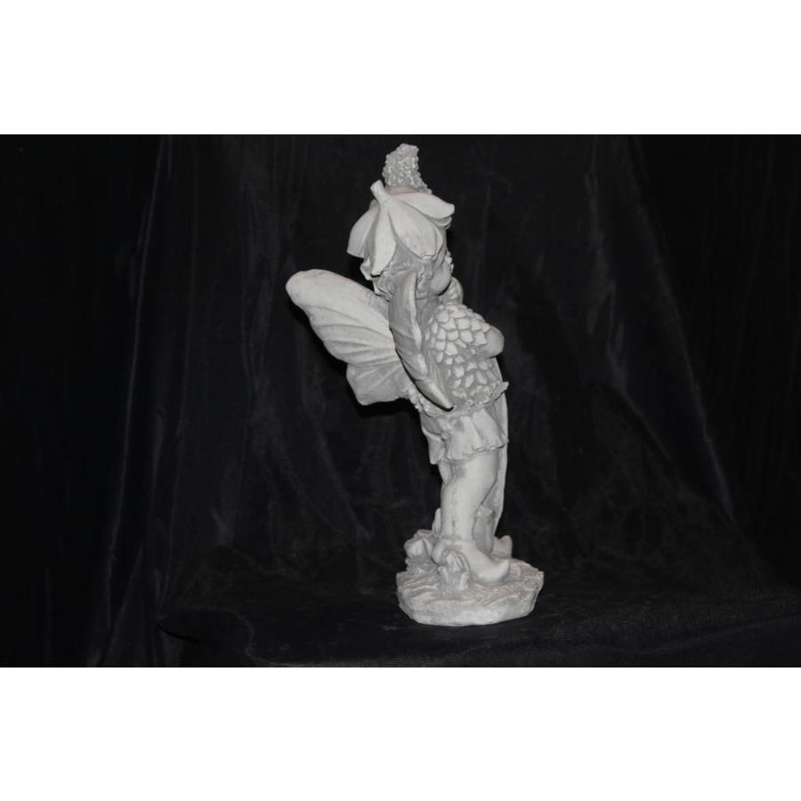 Betonnen beeld bloemen elfje met hyacint – Sprookjesachtig tuinbeeld voor binnen en buiten-2