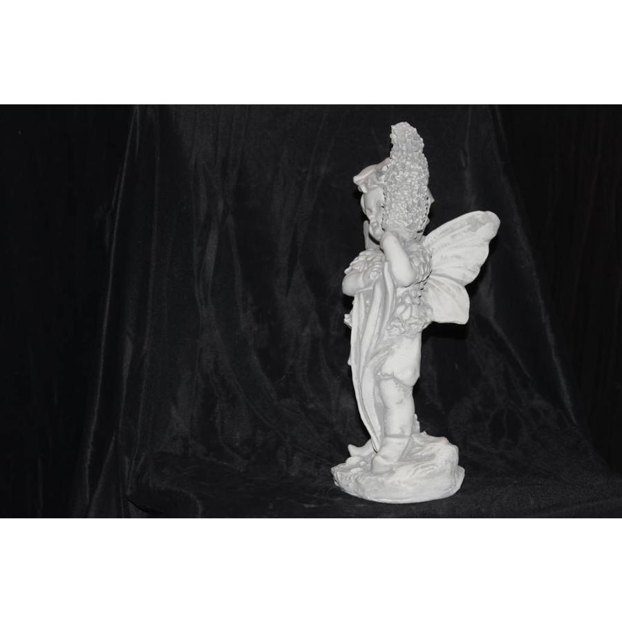 Betonnen beeld bloemen elfje met hyacint – Sprookjesachtig tuinbeeld voor binnen en buiten-3