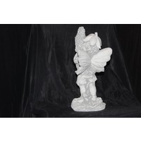 thumb-Betonnen beeld bloemen elfje met hyacint – Sprookjesachtig tuinbeeld voor binnen en buiten-4