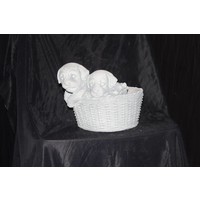 thumb-Betonnen plantenbakje met twee spelende puppy’s-3