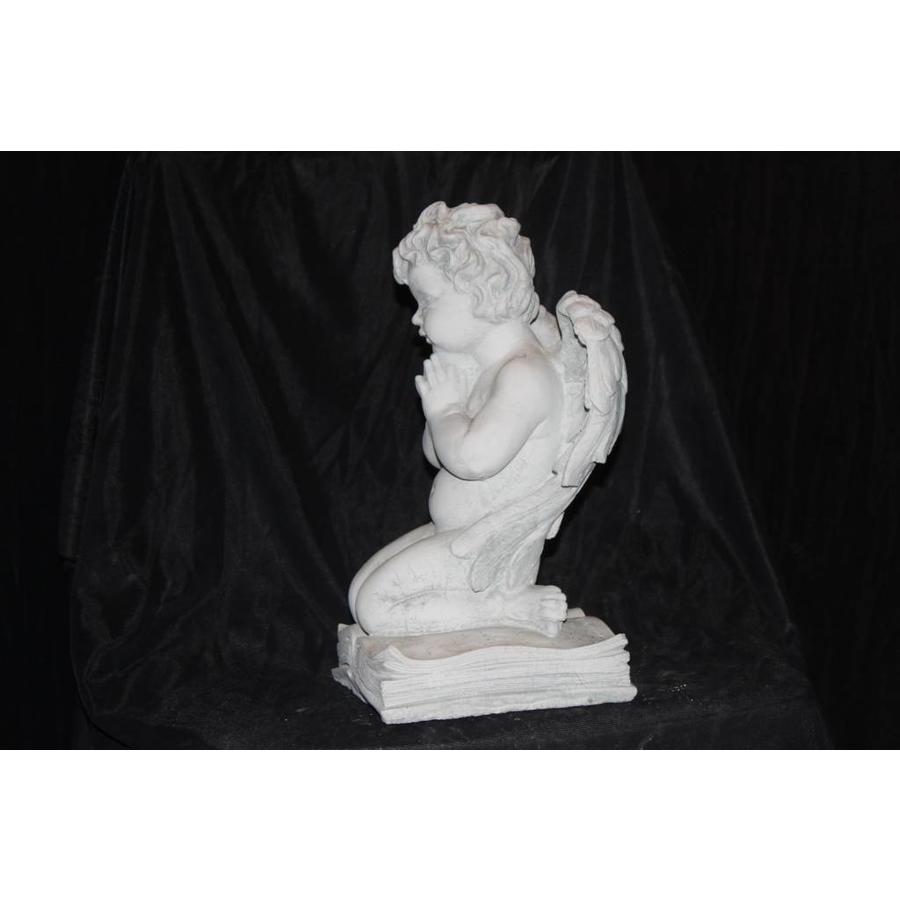 Betonnen beeld engeltje met gevouwen handen op Statenbijbel voor huis, tuin of graf-2