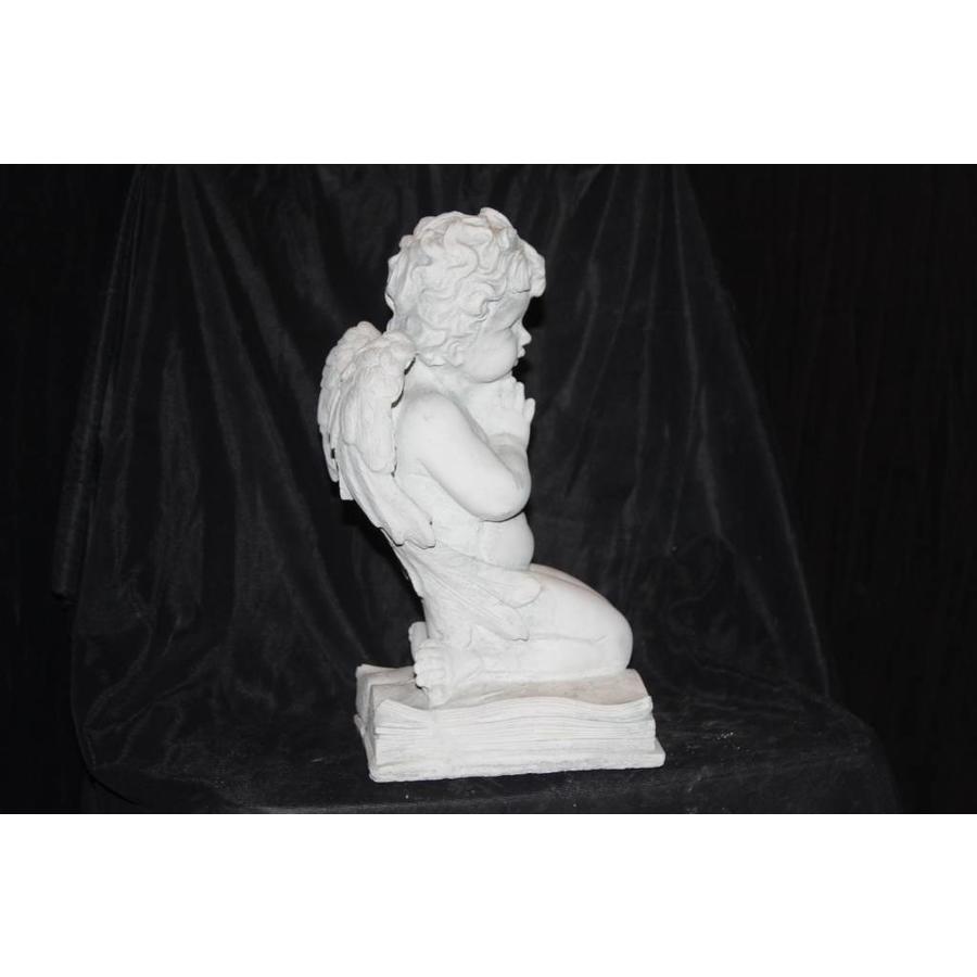 Betonnen beeld engeltje met gevouwen handen op Statenbijbel voor huis, tuin of graf-3