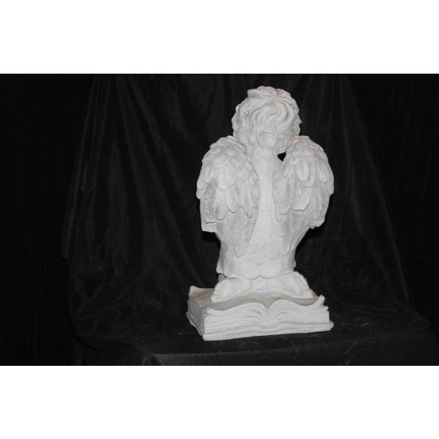 Betonnen beeld engeltje met gevouwen handen op Statenbijbel voor huis, tuin of graf-4