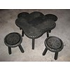 LoodsVol, Tweedehands Vintage kinder zithoekje tropisch hout met koper detail set